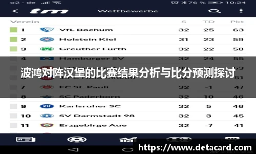 波鸿对阵汉堡的比赛结果分析与比分预测探讨